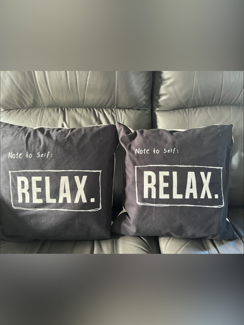 Relax Accent Pillow - Black "Note to Self" Decorative Throw Pillow